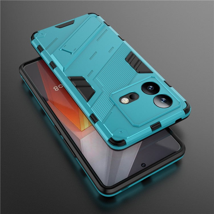 For vivo iQOO Neo8 5G Kickstand Phone Case PC + TPU Dual Layer Shockproof Phone Cover - Baby Blue