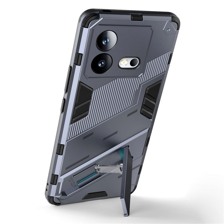 For vivo iQOO Neo8 5G Kickstand Phone Case PC + TPU Dual Layer Shockproof Phone Cover - Dark Blue