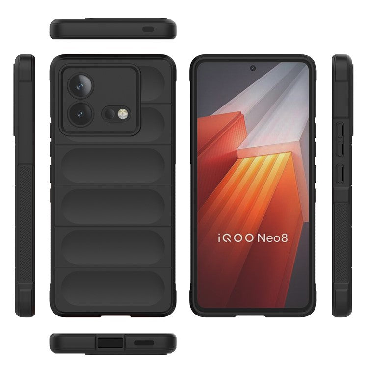 For vivo iQOO Neo8 5G TPU Phone Case Rugged Back Shock Absorbing Anti-Fall Cover - Black