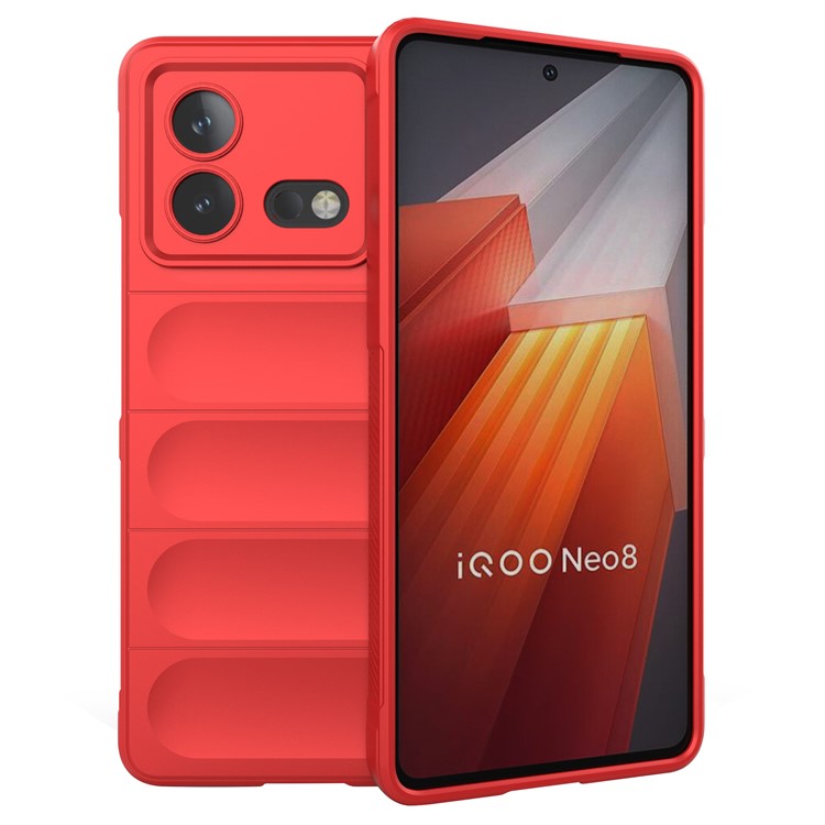 For vivo iQOO Neo8 5G TPU Phone Case Rugged Back Shock Absorbing Anti-Fall Cover - Red