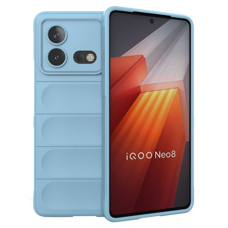 For vivo iQOO Neo8 5G TPU Phone Case Rugged Back Shock Absorbing Anti-Fall Cover - Baby Blue