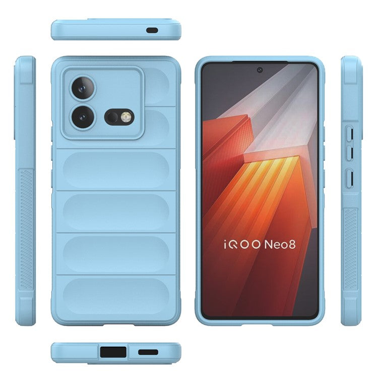 For vivo iQOO Neo8 5G TPU Phone Case Rugged Back Shock Absorbing Anti-Fall Cover - Baby Blue