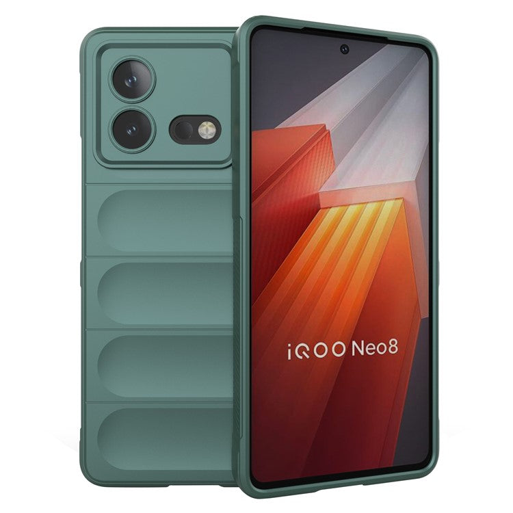 For vivo iQOO Neo8 5G TPU Phone Case Rugged Back Shock Absorbing Anti-Fall Cover - Green