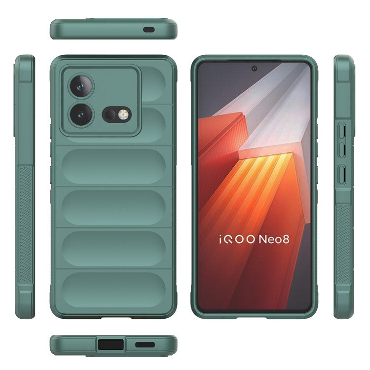 For vivo iQOO Neo8 5G TPU Phone Case Rugged Back Shock Absorbing Anti-Fall Cover - Green