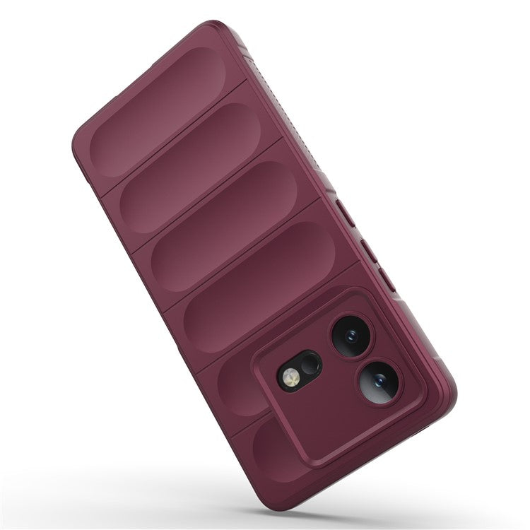 For vivo iQOO Neo8 5G TPU Phone Case Rugged Back Shock Absorbing Anti-Fall Cover - Wine Red