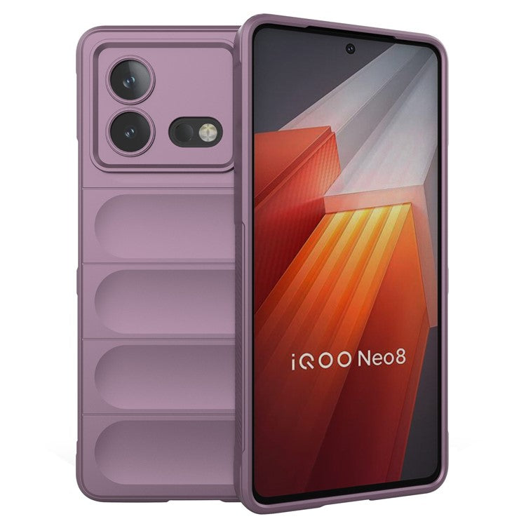 For vivo iQOO Neo8 5G TPU Phone Case Rugged Back Shock Absorbing Anti-Fall Cover - Light Purple