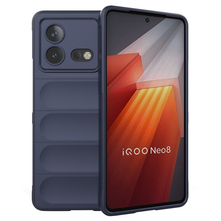 For vivo iQOO Neo8 5G TPU Phone Case Rugged Back Shock Absorbing Anti-Fall Cover - Dark Blue