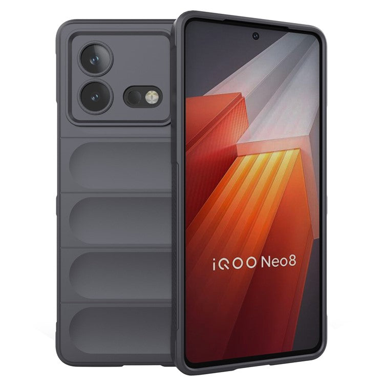 For vivo iQOO Neo8 5G TPU Phone Case Rugged Back Shock Absorbing Anti-Fall Cover - Dark Grey