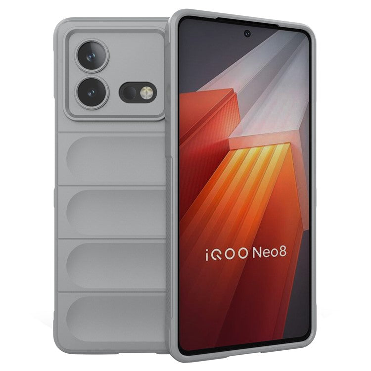 For vivo iQOO Neo8 5G TPU Phone Case Rugged Back Shock Absorbing Anti-Fall Cover - Light Grey