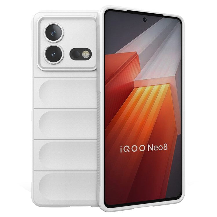 For vivo iQOO Neo8 5G TPU Phone Case Rugged Back Shock Absorbing Anti-Fall Cover - White