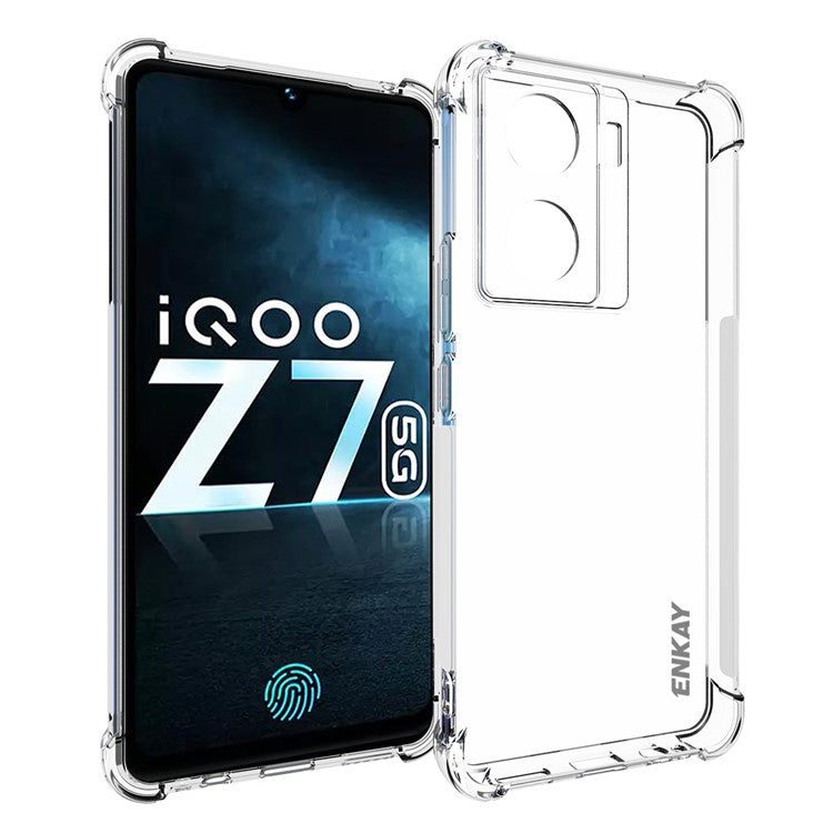 ENKAY HAT PRINCE For vivo iQOO Z7 5G HD Clear Phone Case Thickened Corners Anti-slip Strip Edge Mobile Cover