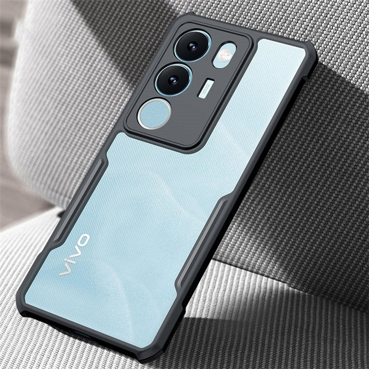 XUNDD For vivo S17 5G / V29 5G Acrylic+TPU Phone Case Drop-proof Cell Phone Back Cover - Black / Laser Texture