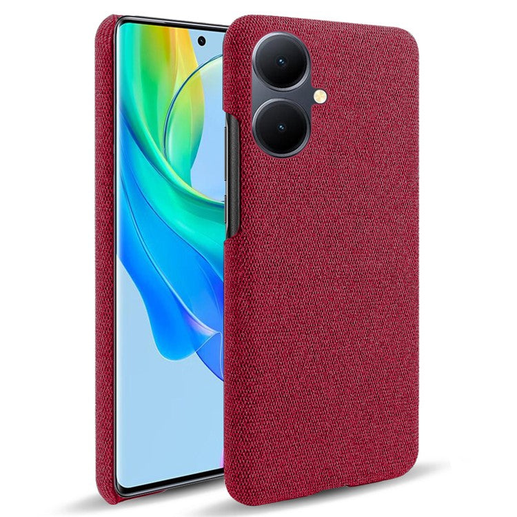 For vivo Y78+ 5G Cloth+Hard PC Phone Case Anti-Scratch Shockproof Cover - Red