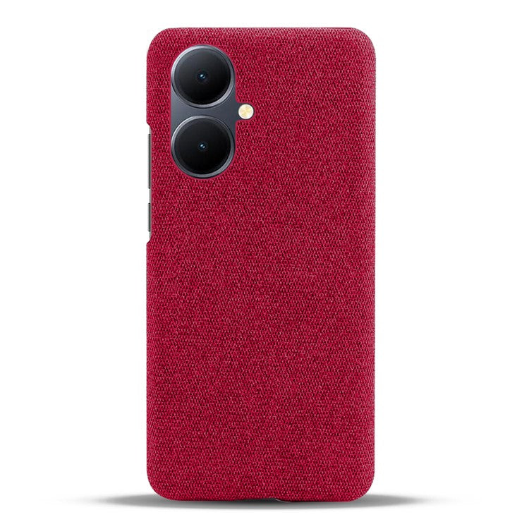 For vivo Y78+ 5G Cloth+Hard PC Phone Case Anti-Scratch Shockproof Cover - Red