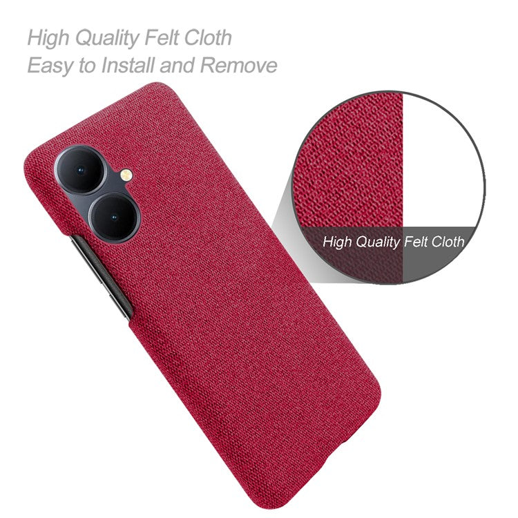 For vivo Y78+ 5G Cloth+Hard PC Phone Case Anti-Scratch Shockproof Cover - Red