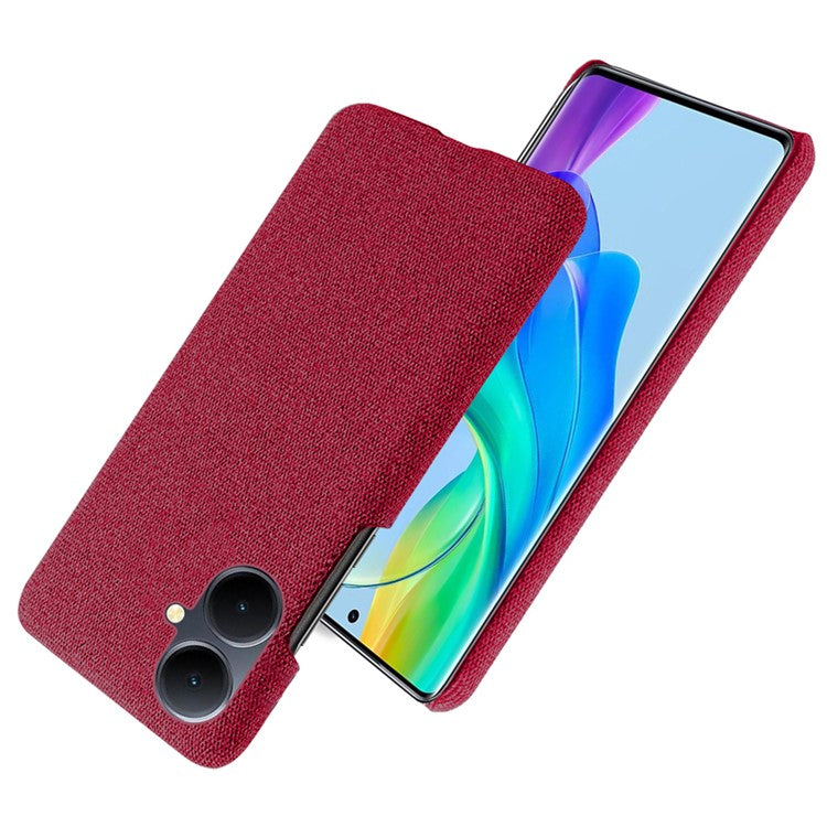 For vivo Y78+ 5G Cloth+Hard PC Phone Case Anti-Scratch Shockproof Cover - Red