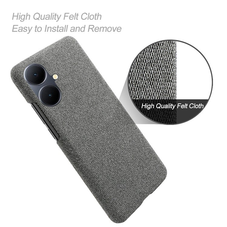 For vivo Y78+ 5G Cloth+Hard PC Phone Case Anti-Scratch Shockproof Cover - Grey