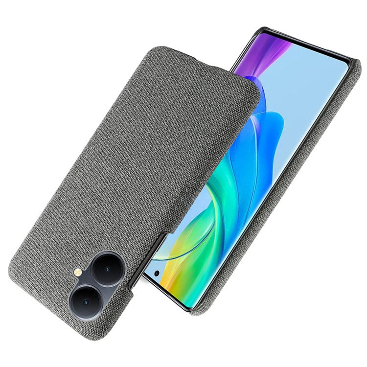 For vivo Y78+ 5G Cloth+Hard PC Phone Case Anti-Scratch Shockproof Cover - Grey