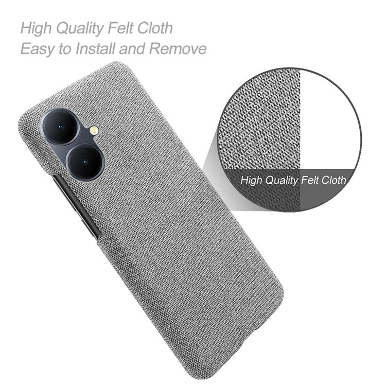 For vivo Y78+ 5G Cloth+Hard PC Phone Case Anti-Scratch Shockproof Cover - Light Grey