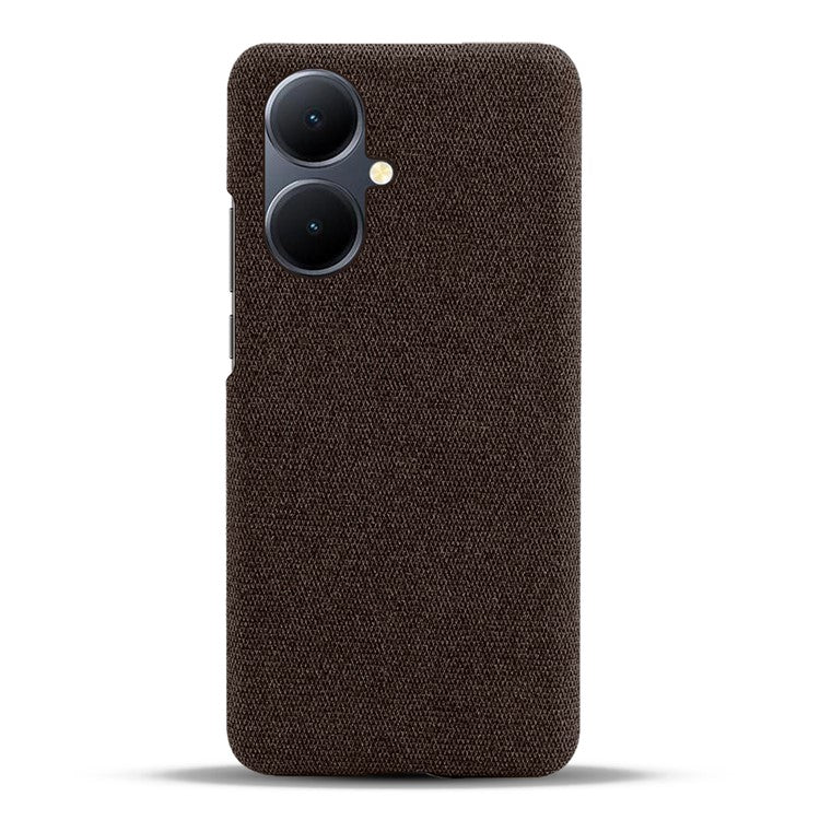 For vivo Y78+ 5G Cloth+Hard PC Phone Case Anti-Scratch Shockproof Cover - Brown