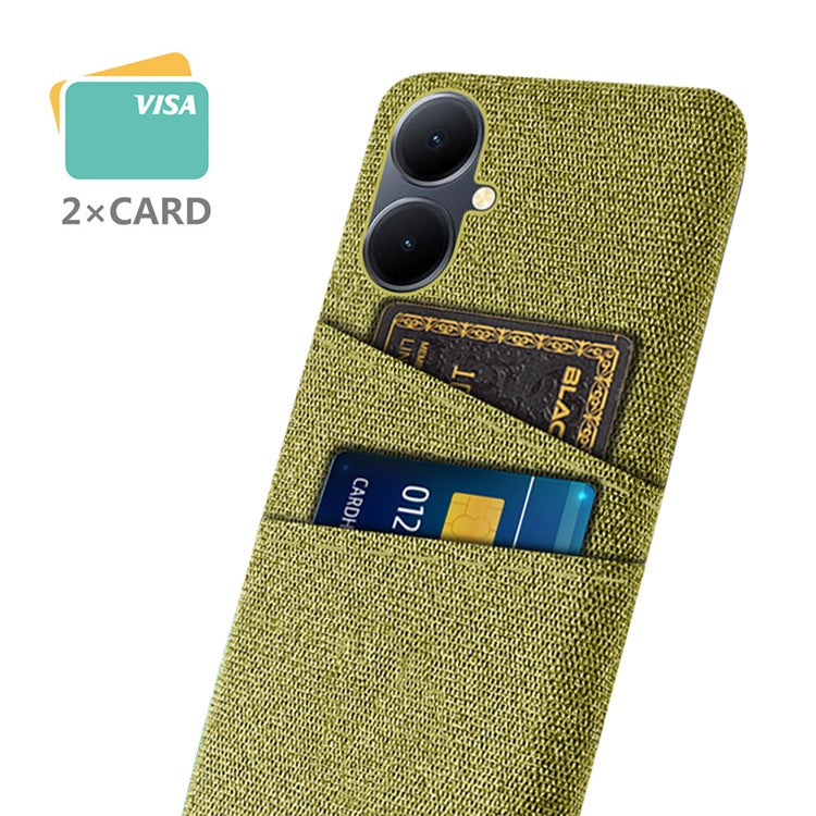 Phone Case for vivo Y78+ 5G Hard PC + Cloth Slim Fit Shockproof Cover with Dual Card Slots - Yellow