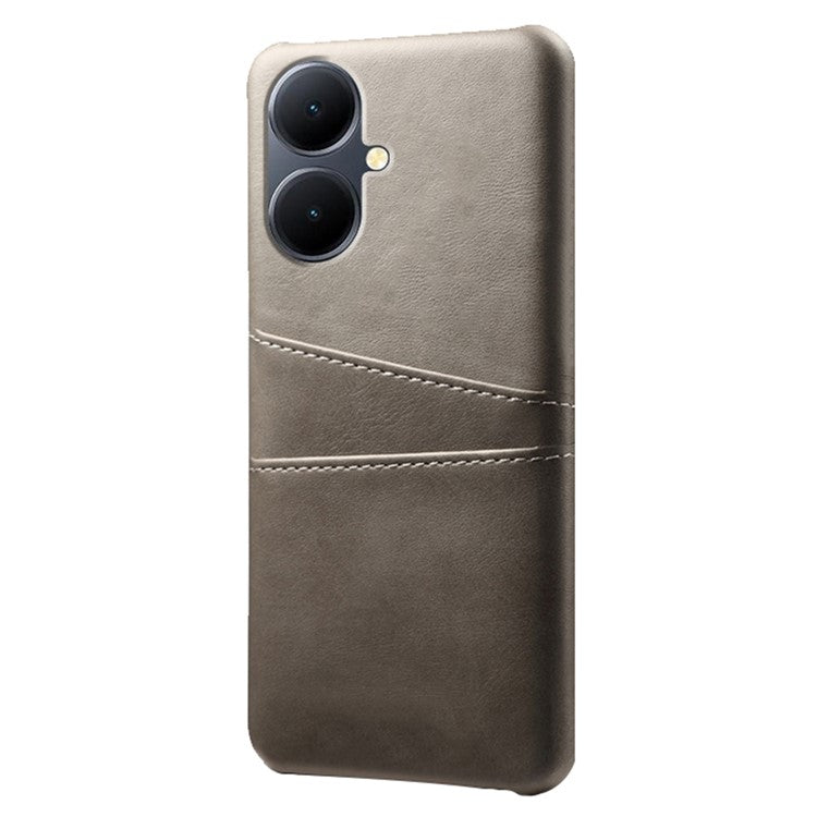 Dual Card Slots Phone Cover for vivo Y78+ 5G , PU Leather Coated PC Protective Case - Grey