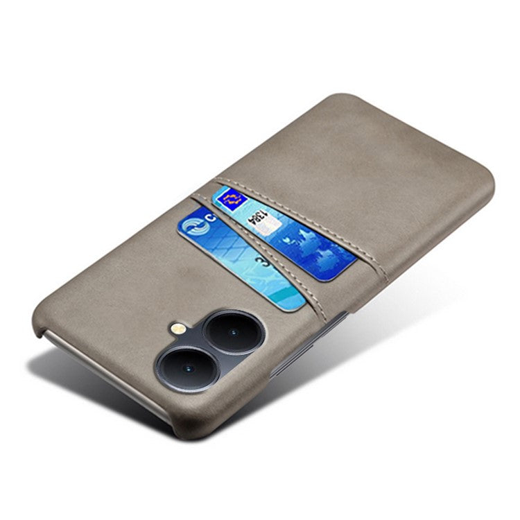 Dual Card Slots Phone Cover for vivo Y78+ 5G , PU Leather Coated PC Protective Case - Grey