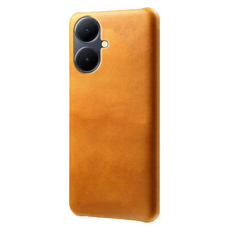 For vivo Y78+ 5G Calf Texture Phone Case PU Leather Coated PC Protective Cover - Orange