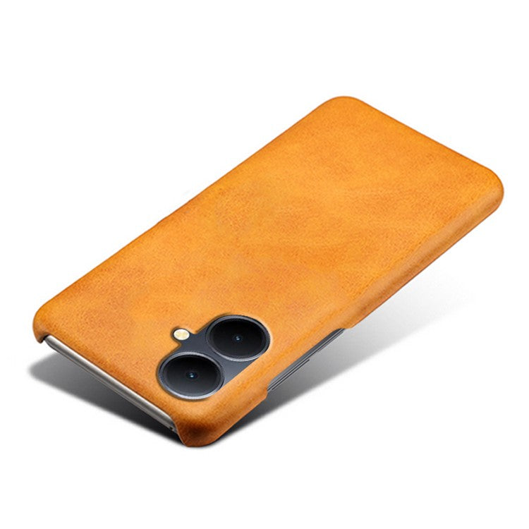 For vivo Y78+ 5G Calf Texture Phone Case PU Leather Coated PC Protective Cover - Orange