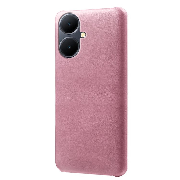 For vivo Y78+ 5G Calf Texture Phone Case PU Leather Coated PC Protective Cover - Rose Gold