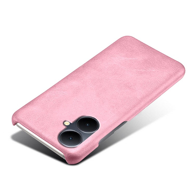 For vivo Y78+ 5G Calf Texture Phone Case PU Leather Coated PC Protective Cover - Rose Gold