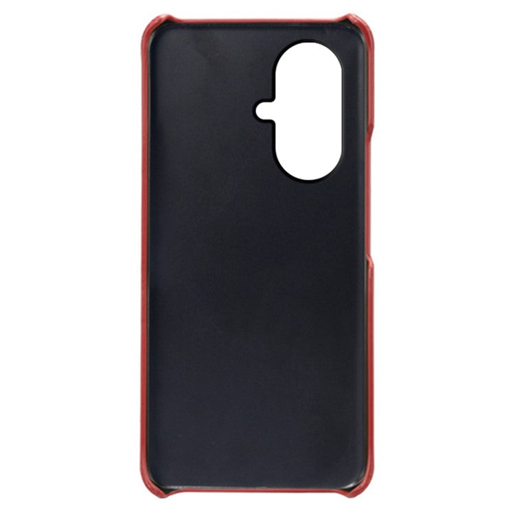 For vivo Y78+ 5G Calf Texture Phone Case PU Leather Coated PC Protective Cover - Red