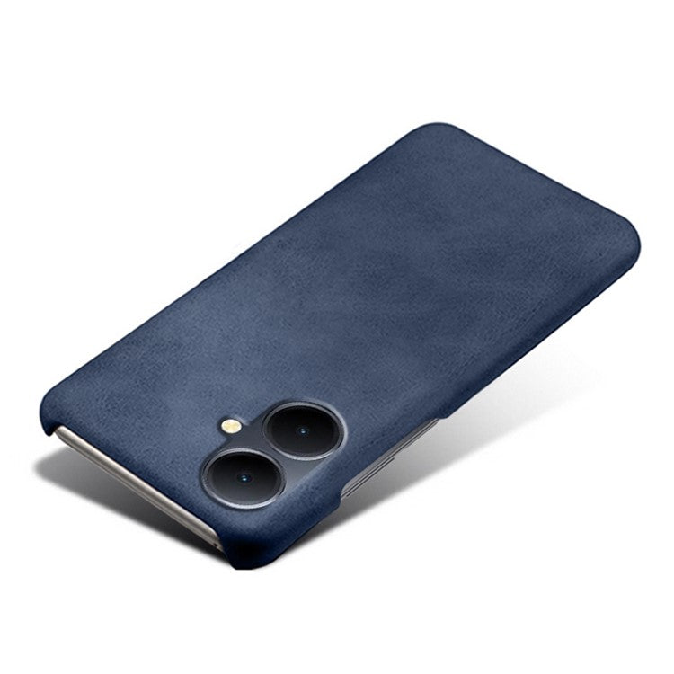 For vivo Y78+ 5G Calf Texture Phone Case PU Leather Coated PC Protective Cover - Blue