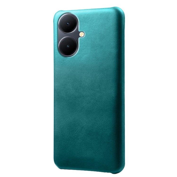 For vivo Y78+ 5G Calf Texture Phone Case PU Leather Coated PC Protective Cover - Green