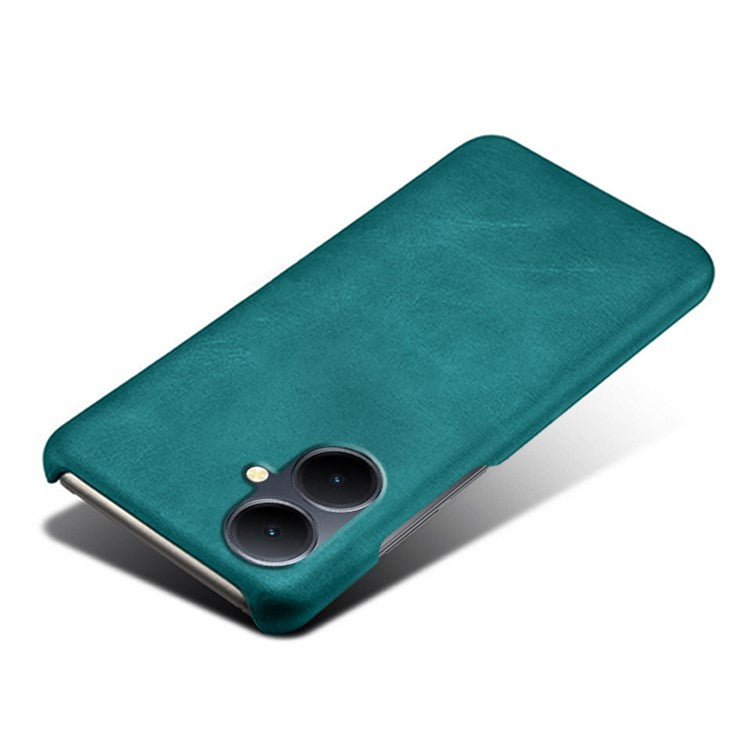 For vivo Y78+ 5G Calf Texture Phone Case PU Leather Coated PC Protective Cover - Green