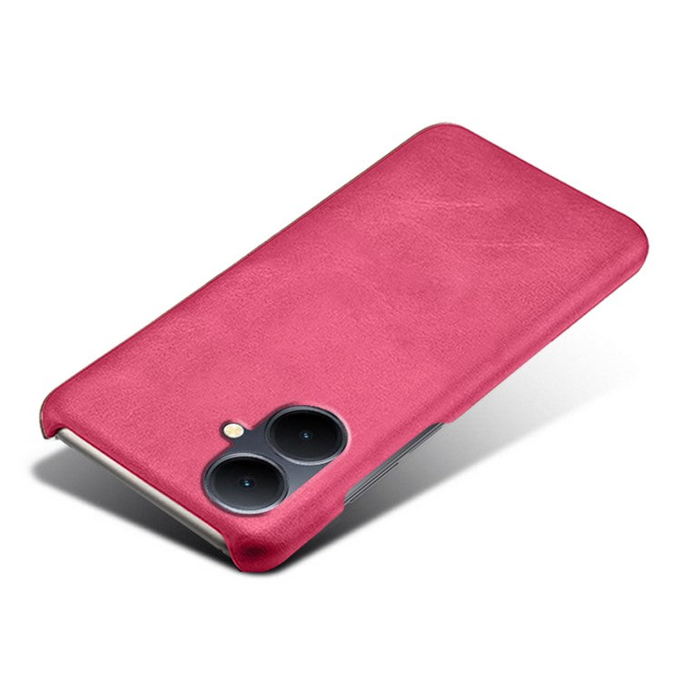 For vivo Y78+ 5G Calf Texture Phone Case PU Leather Coated PC Protective Cover - Rose