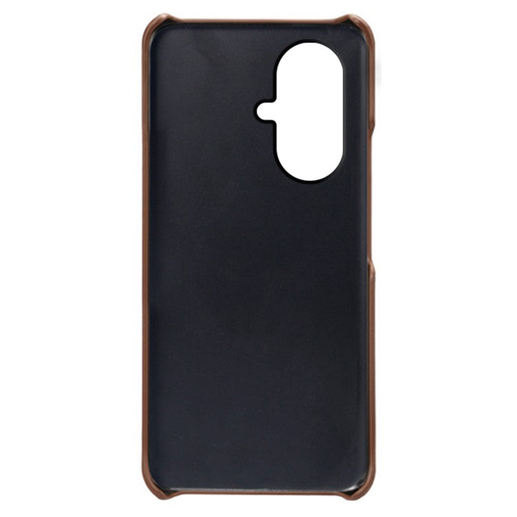 For vivo Y78+ 5G Calf Texture Phone Case PU Leather Coated PC Protective Cover - Brown