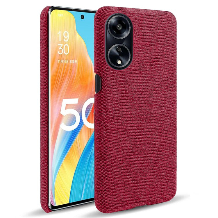 Phone Case for Oppo A1 5G / A98 5G / F23 5G , Dual Layer Cloth+Hard PC Protective Cover - Red