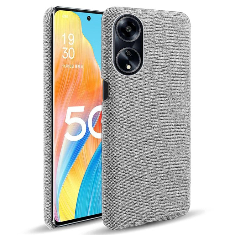 Phone Case for Oppo A1 5G / A98 5G / F23 5G , Dual Layer Cloth+Hard PC Protective Cover - Light Grey