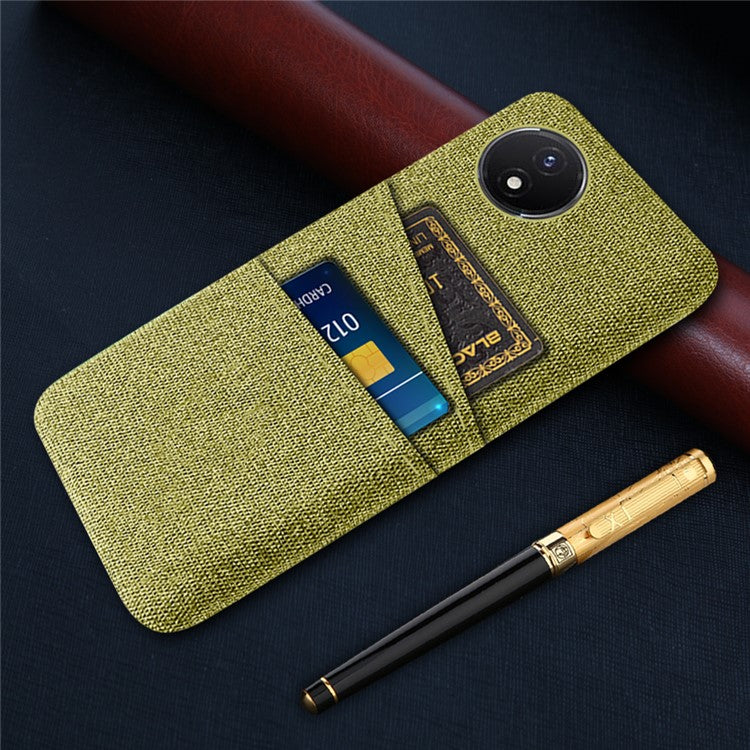 Phone Cover for vivo Y02 4G / Y02A 4G / Y11 (2023) Hard PC + Cloth Dual Card Holder Anti-Scratch Protection Case - Yellow