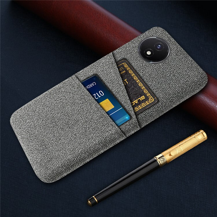 Phone Cover for vivo Y02 4G / Y02A 4G / Y11 (2023) Hard PC + Cloth Dual Card Holder Anti-Scratch Protection Case - Grey