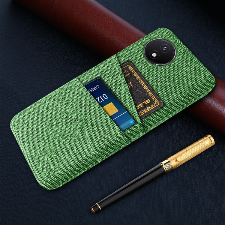 Phone Cover for vivo Y02 4G / Y02A 4G / Y11 (2023) Hard PC + Cloth Dual Card Holder Anti-Scratch Protection Case - Green