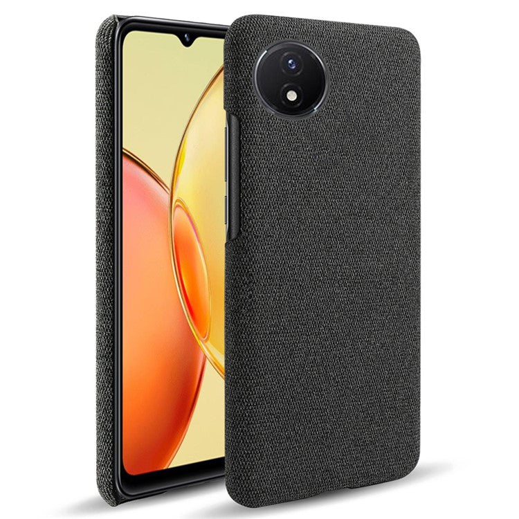 Protective Case for vivo Y02 4G / Y02A 4G / Y11 (2023) , Cloth+Hard PC Anti-Shock Phone Cover - Black