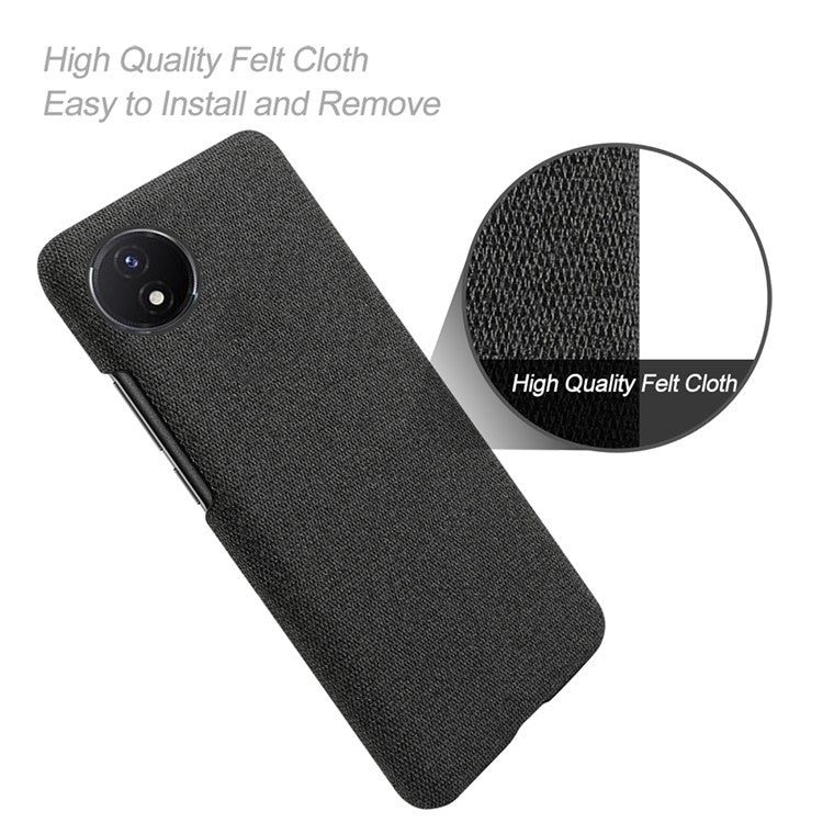 Protective Case for vivo Y02 4G / Y02A 4G / Y11 (2023) , Cloth+Hard PC Anti-Shock Phone Cover - Black