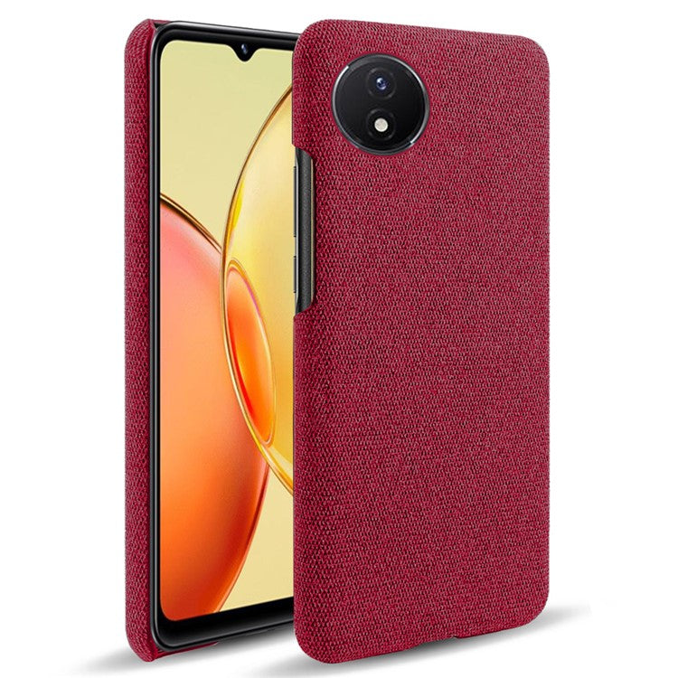 Protective Case for vivo Y02 4G / Y02A 4G / Y11 (2023) , Cloth+Hard PC Anti-Shock Phone Cover - Red