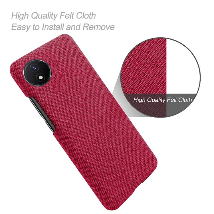 Protective Case for vivo Y02 4G / Y02A 4G / Y11 (2023) , Cloth+Hard PC Anti-Shock Phone Cover - Red