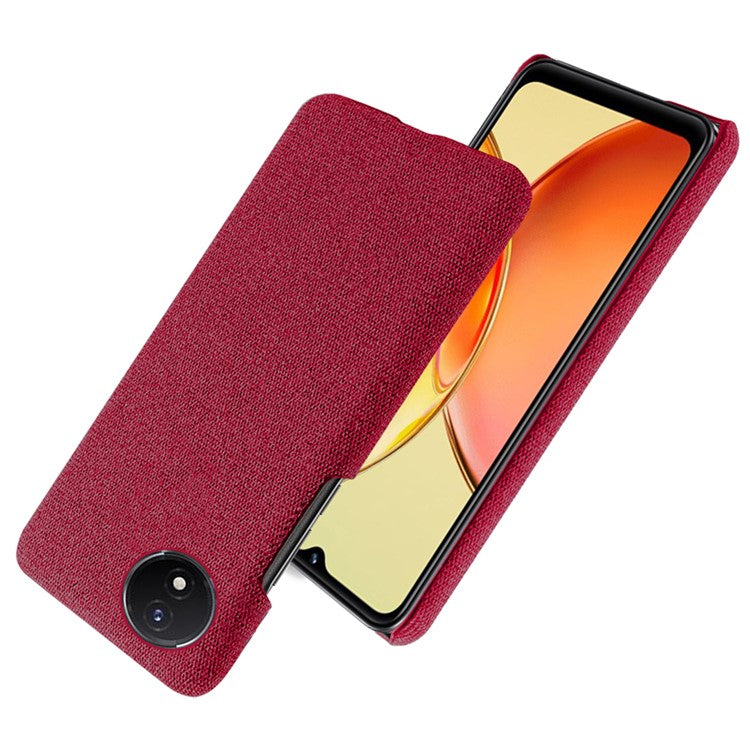 Protective Case for vivo Y02 4G / Y02A 4G / Y11 (2023) , Cloth+Hard PC Anti-Shock Phone Cover - Red