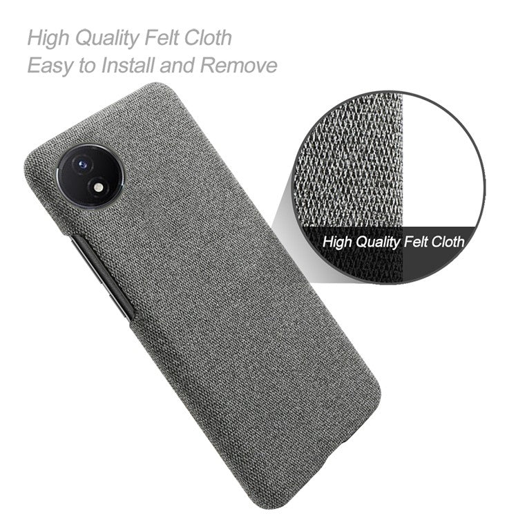 Protective Case for vivo Y02 4G / Y02A 4G / Y11 (2023) , Cloth+Hard PC Anti-Shock Phone Cover - Grey