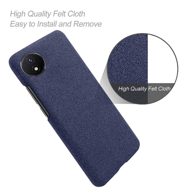 Protective Case for vivo Y02 4G / Y02A 4G / Y11 (2023) , Cloth+Hard PC Anti-Shock Phone Cover - Blue