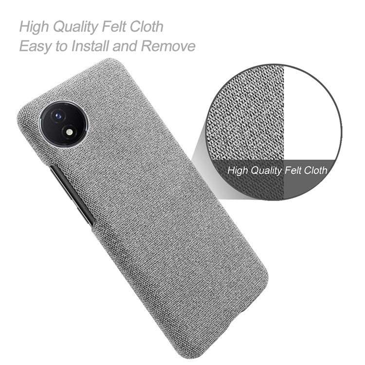 Protective Case for vivo Y02 4G / Y02A 4G / Y11 (2023) , Cloth+Hard PC Anti-Shock Phone Cover - Light Grey